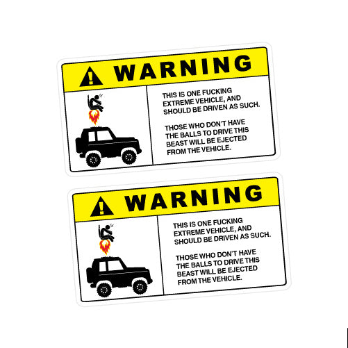 2X Warning Extreme Ejected Sticker Decal
