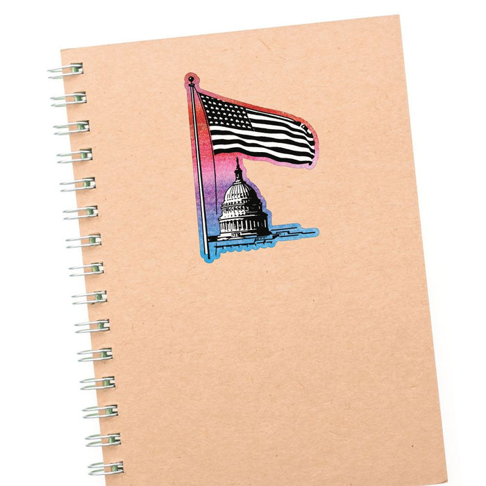 Vintage American Flag White House Usa Sticker Decal