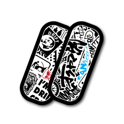 2X Bandaid Bomb B&W R/B Jdm Sticker Decal