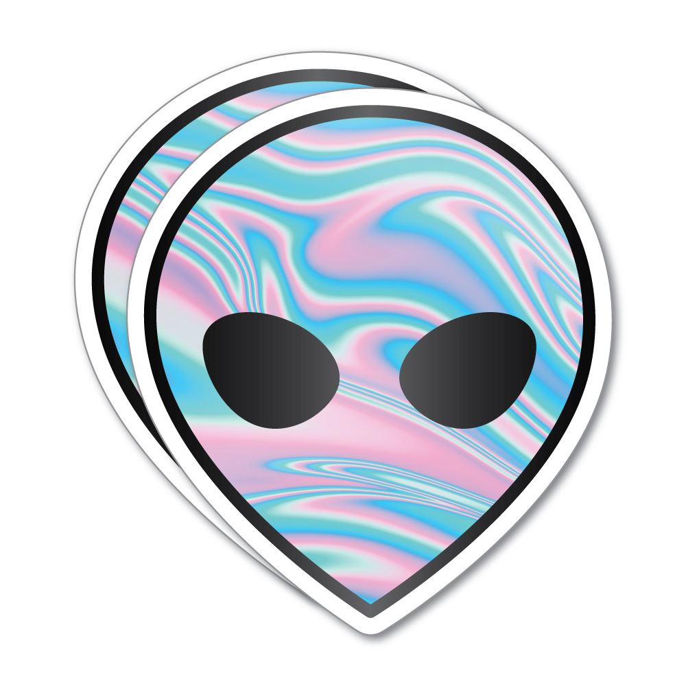 2X Alien Holografic Face Sticker Decal | Alien Stickers - Sticker ...