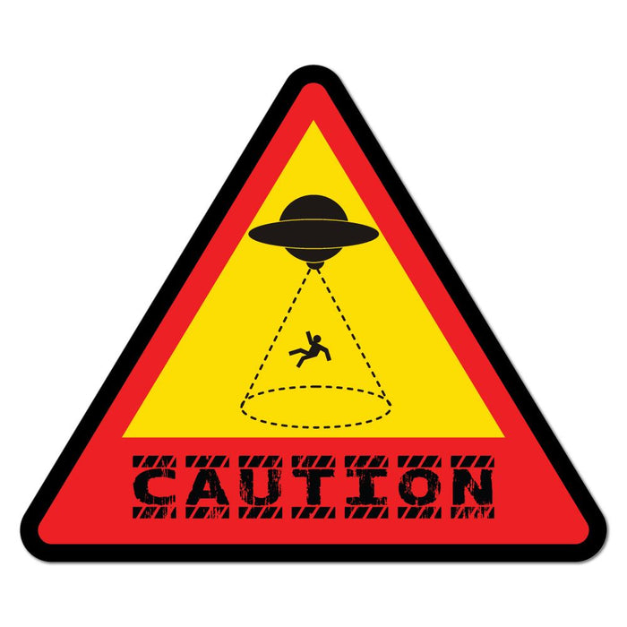 Caution Alien Abduction Warning Sign Space Sci Fi Car Sticker Decal