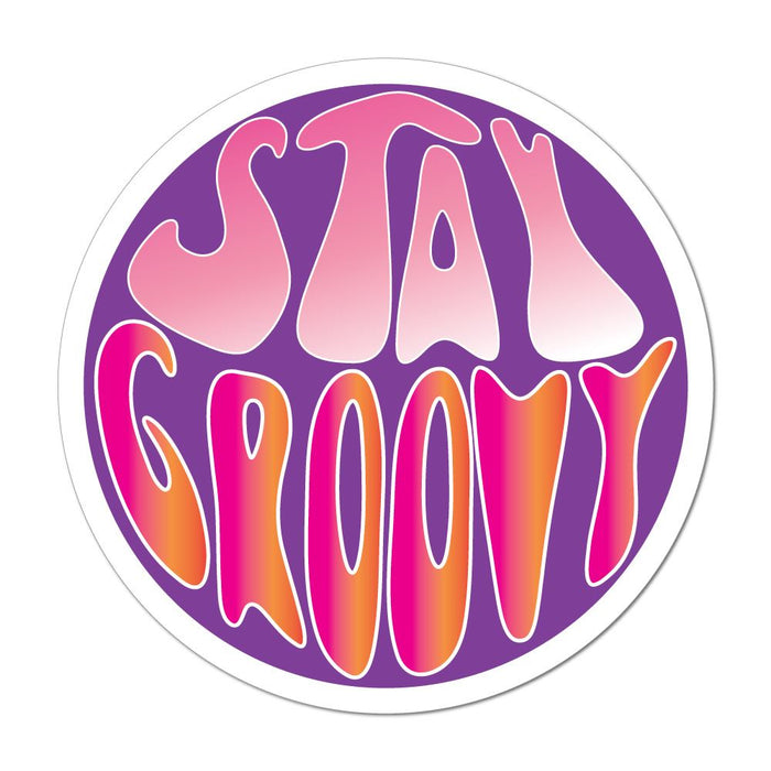 Stay Groovy Hippie Peace Love Campervan Purple Retro Car Sticker Decal