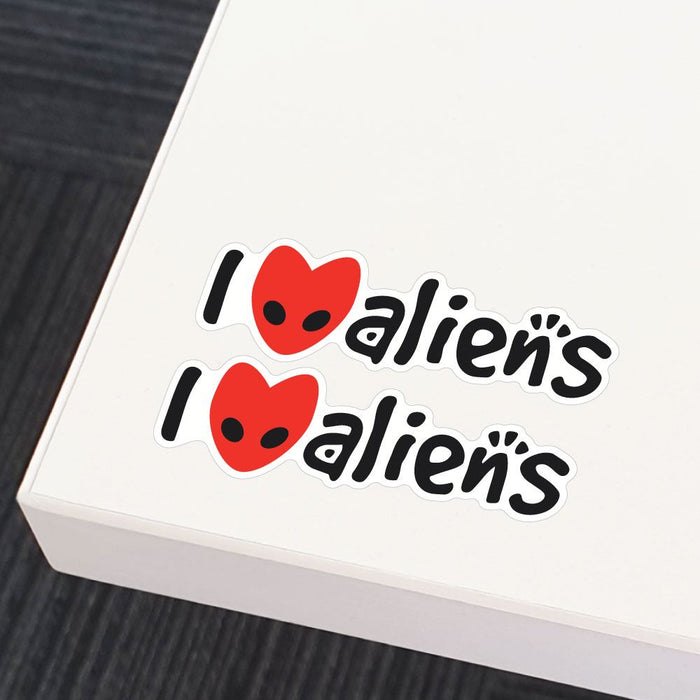 2X I Love Aliens Sticker Decal