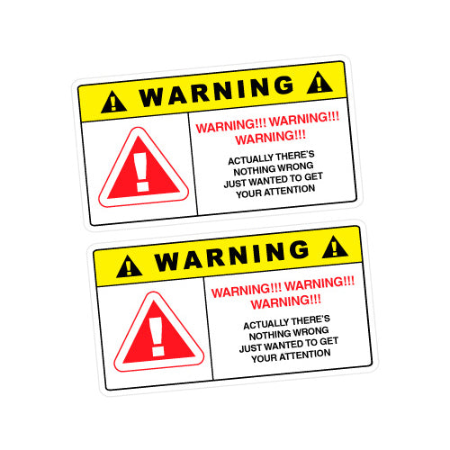 2X Warning Attention Sticker Decal