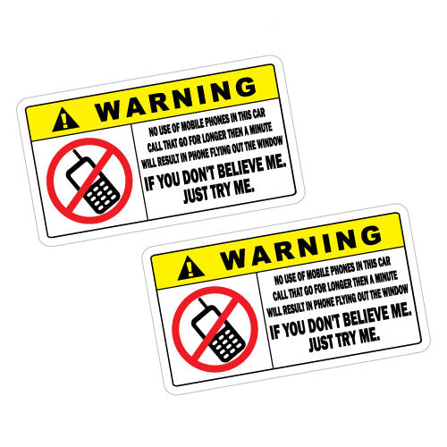 Warning Mobile Phone Car Sticker Decal