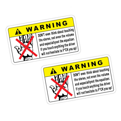 2X Warning Do Not Touch Stereo Sticker Decal
