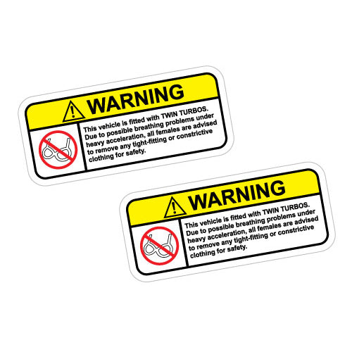 2X Warning Twin Turbos Take All Clothes Off Sticker Decal | JDM ...