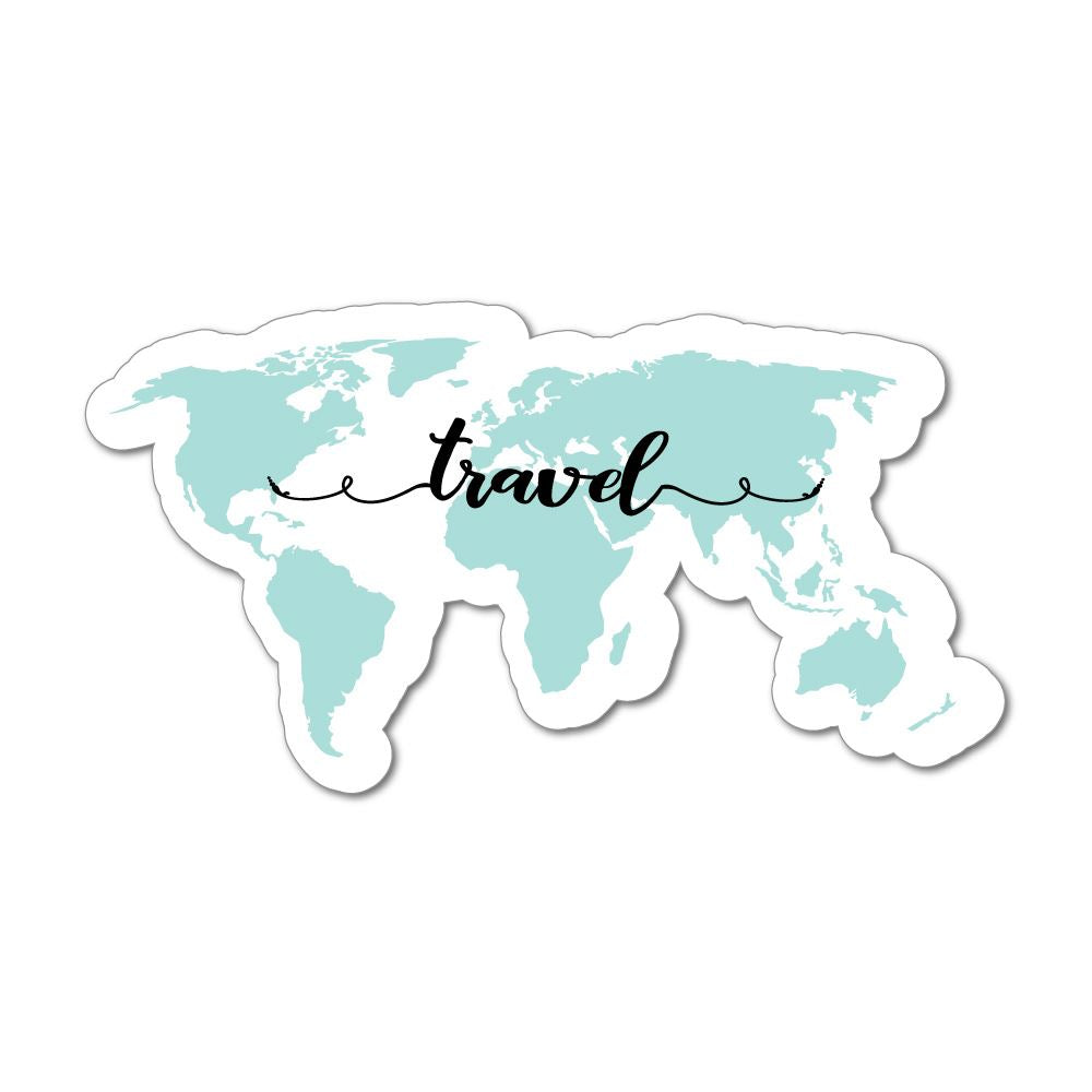 Blue W Map Sticker Travel World Map Blue Adventure Explore Car Sticker Decal | General ...