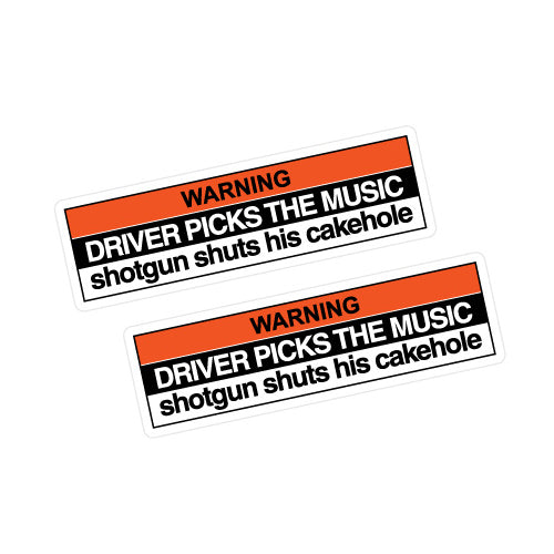 2X Warning Driver Picks The Music Sticker Decal