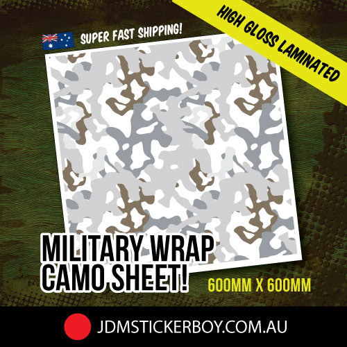 Military Wrap Camo White 600Mm X 600Mm Stickerbomb Wrap