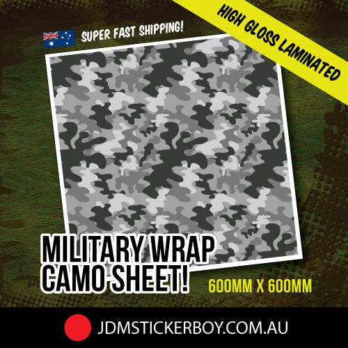 Military Wrap Camo Grey 600Mm X 600Mm Stickerbomb Wrap