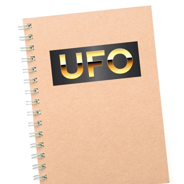 Ufo Golden Text Sticker Decal