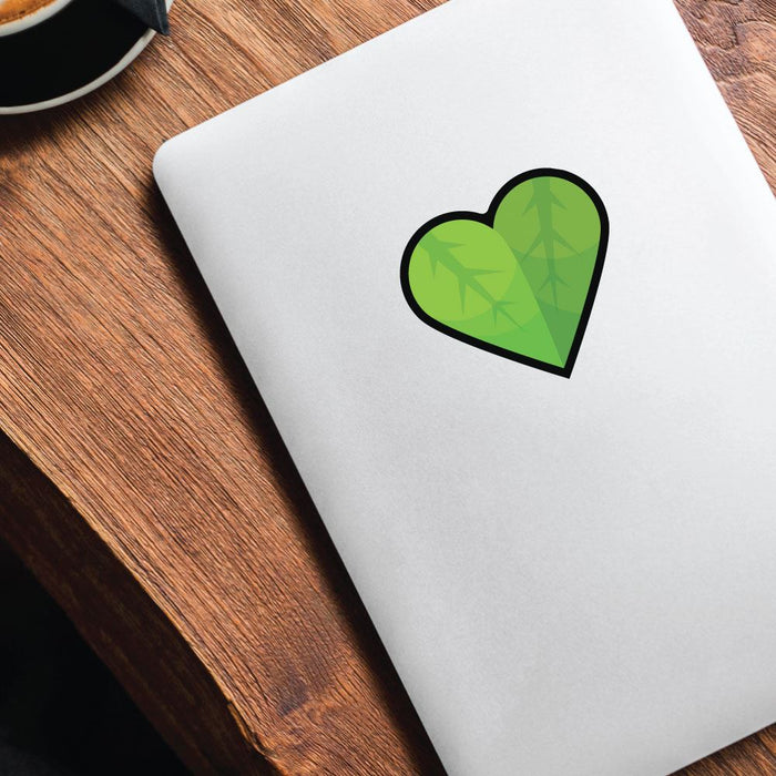 Green Leaf Heart Sticker Decal