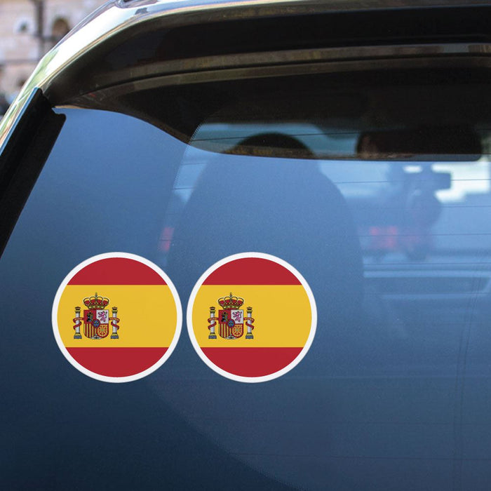 Spanien Sticker Rund Spain Flag X2 Sticker Decal | Countries Stickers - Sticker Collective