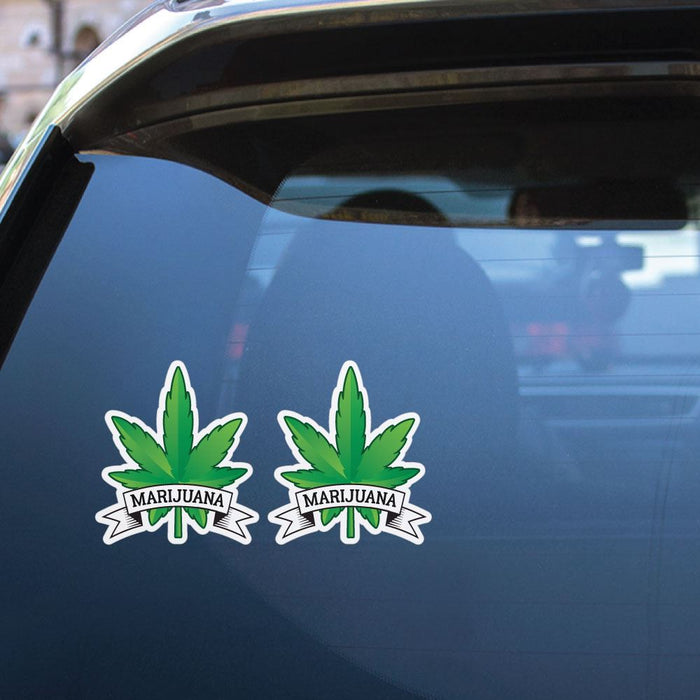2X Marijuana Leaf Sticker Decal