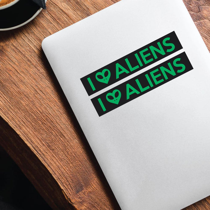 2X I Love Aliens Sticker Decal