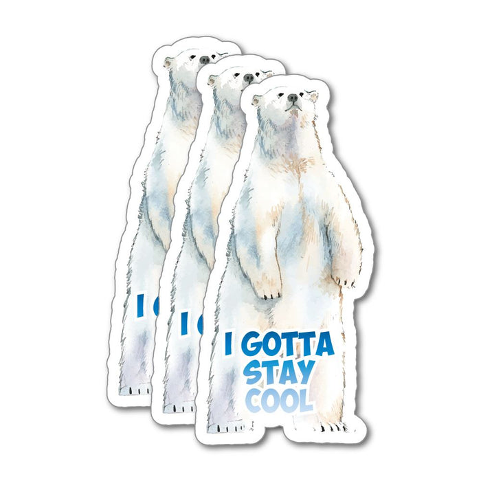 3X Polar Bear I Gotta Stay Cool Sticker Decal