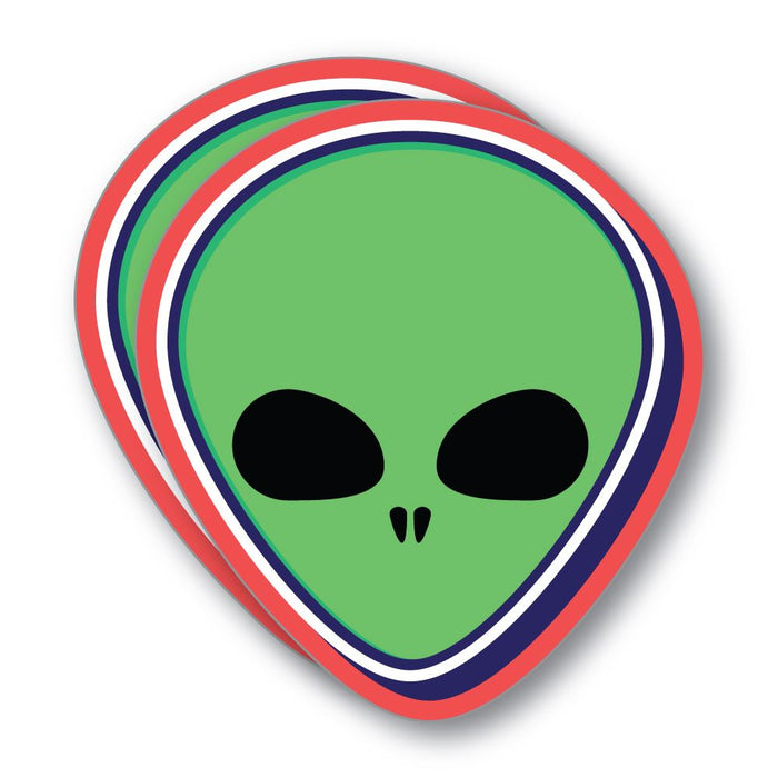 2X Green Alien Face Sticker Decal