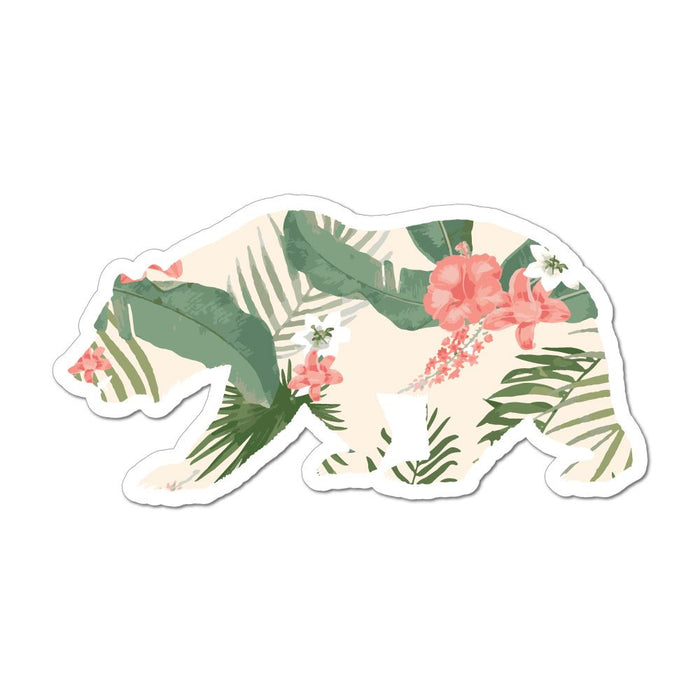 Bear Floral Leaves Green Pattern Art Animal Cute Plants Car Sticker Decal