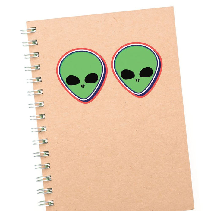 2X Green Alien Face Sticker Decal