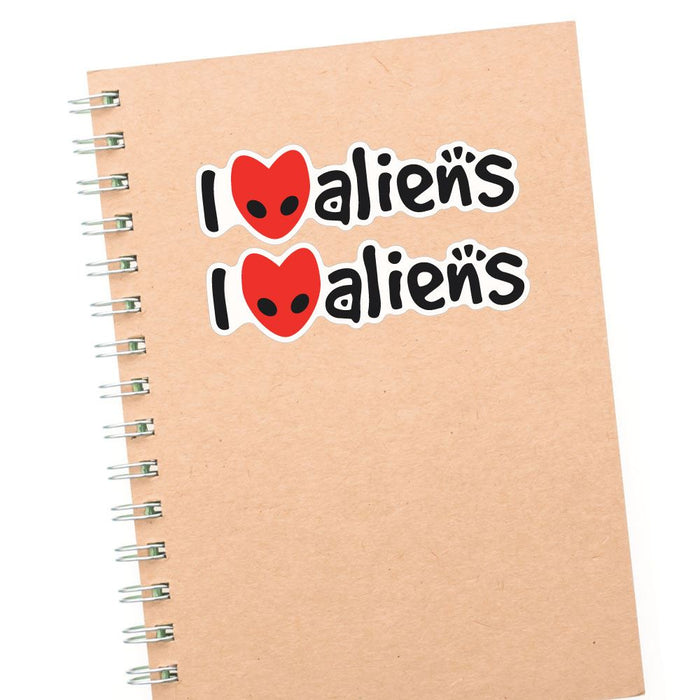 2X I Love Aliens Sticker Decal