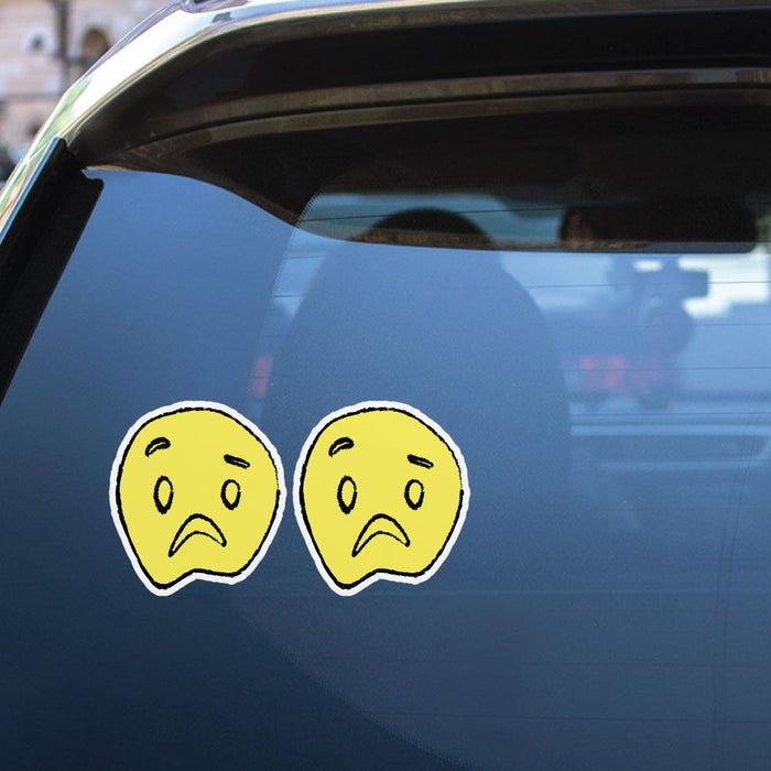 2X Sad Smiley Face Sticker Decal