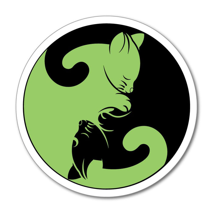 Cat Green Yin Yan Circle Car Sticker Decal