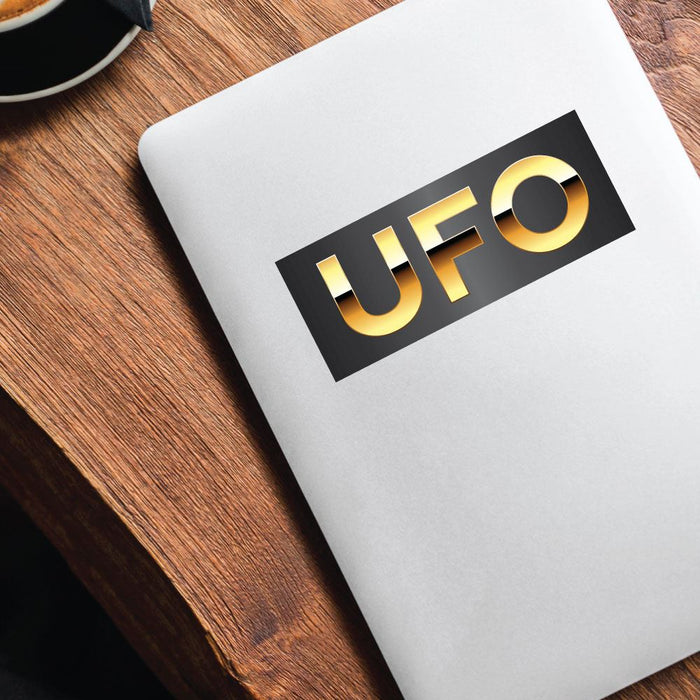 Ufo Golden Text Sticker Decal