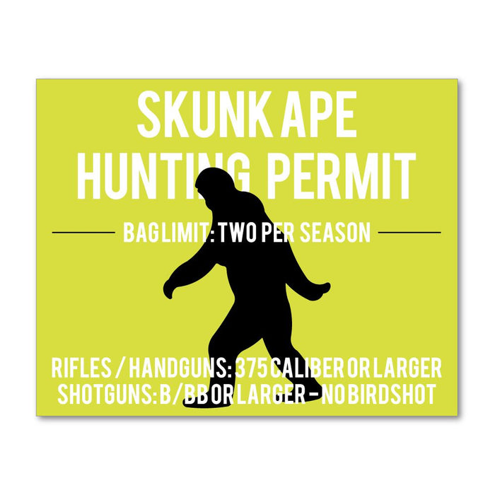 Skunk Ape Hunting Permit Sticker Decal