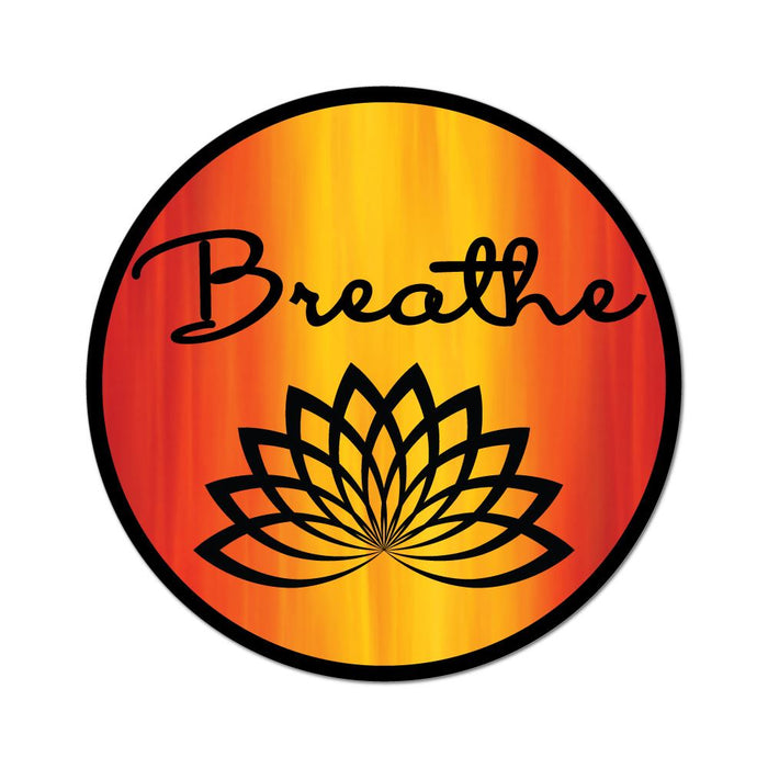 Breathe Relax Lotus Sunset Circle Orange Yellow Meditate Calm Car Sticker Decal