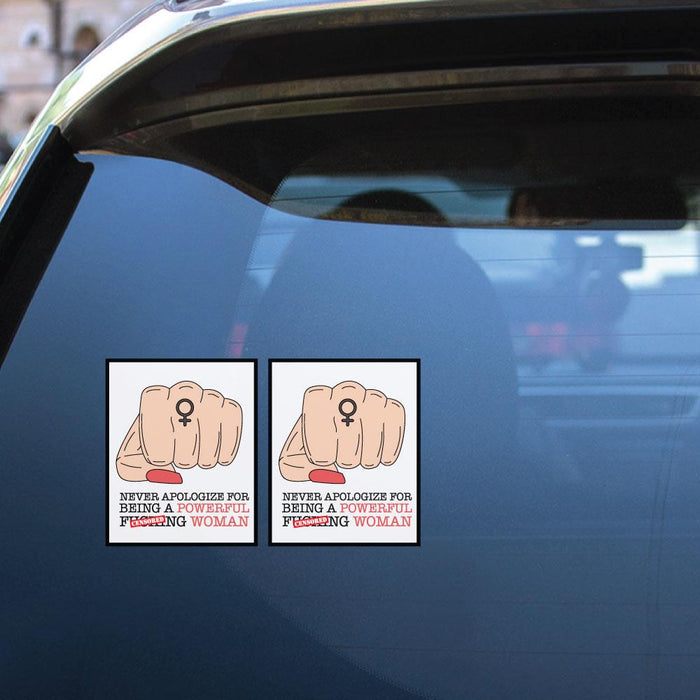 2X Never Apologize For Being A Powerful Woman Sticker Decal