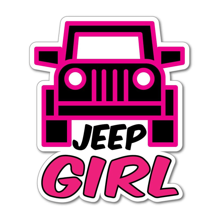 Jeep Girl Pink Black Car Drive Woman  Car Sticker Decal