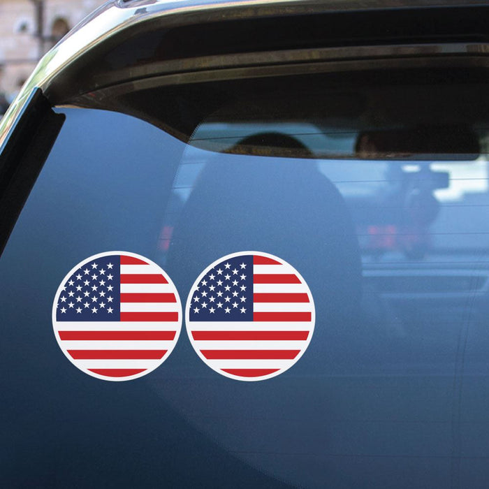 American Circle Flag X2 Sticker Decal
