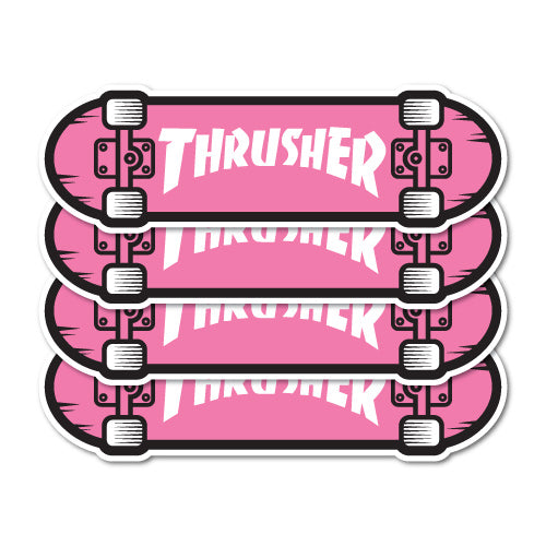 4 X Pack Pink Skateboard Sticker