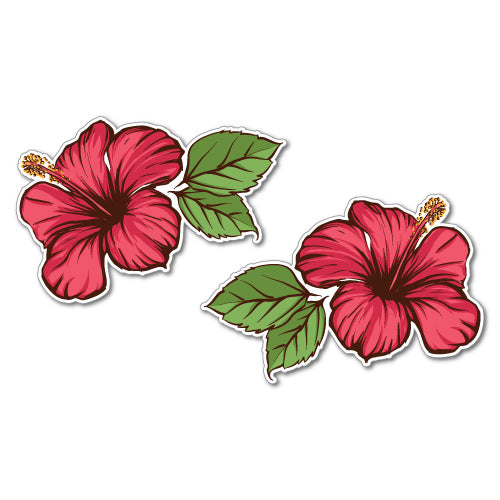 Pair Of Hibiscus Flower Stickers