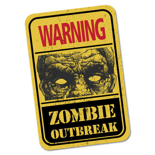 Warning Zombie Outbreak Rectangle Sticker