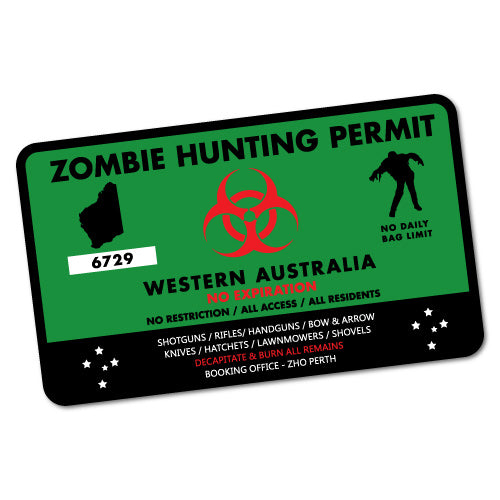 Wa Zombie Hunting Permit Green Sticker