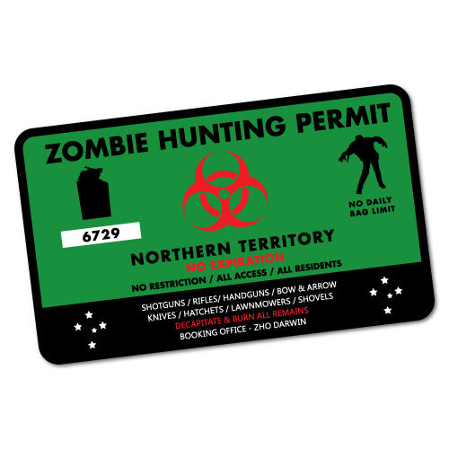 Nt Zombie Hunting Permit Green Sticker