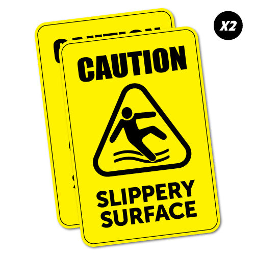 2 X Caution Slippery Surface Sticker