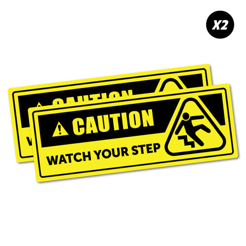2 X Caution Watch Your Step Sticker | Safety Stickers - Sticker Collective