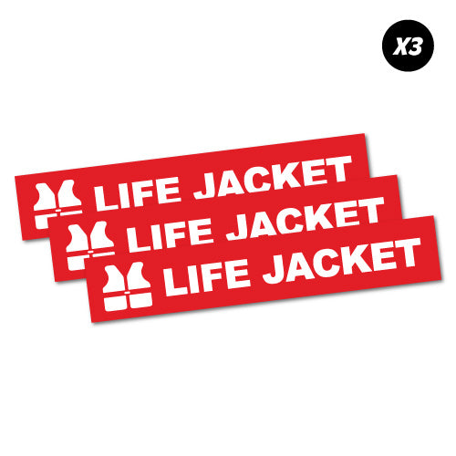 3 X Life Jacket Sticker | Safety Stickers - Sticker Collective