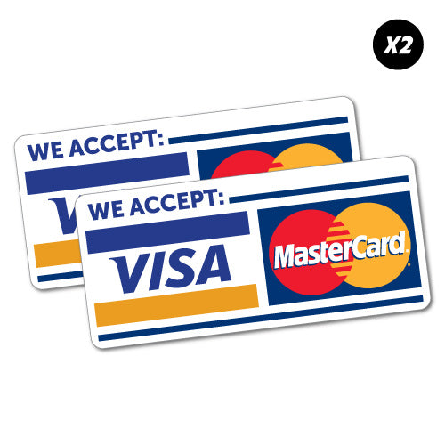 2X We Accept Visa Mastercard Sticker