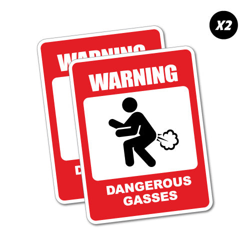 2X Warning Dangerous Gasses Sticker