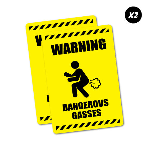 2X Warning Dangerous Gasses Sticker