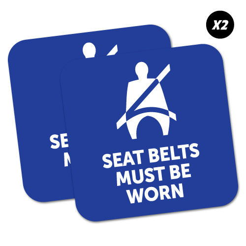 2 X Seat Belts Must Be Worn Blue Sticker