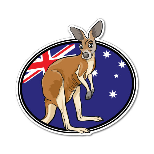 Kangaroo With Flag Sticker