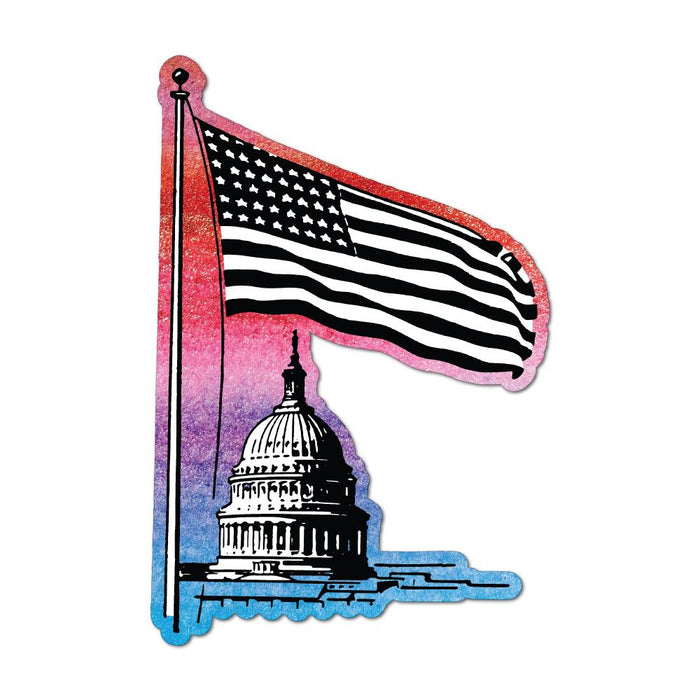 Vintage American Flag White House Usa Sticker Decal