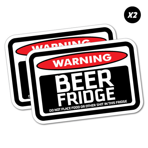 2X Warning Beer Fridge Sticker
