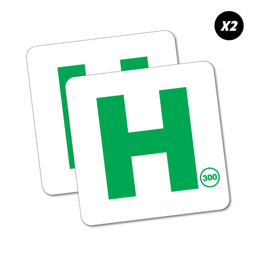 2X Hoon Green P Plate 300 Limit Sticker