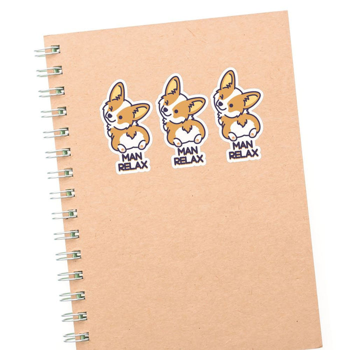 3X Man Relax Corgi Sticker Decal